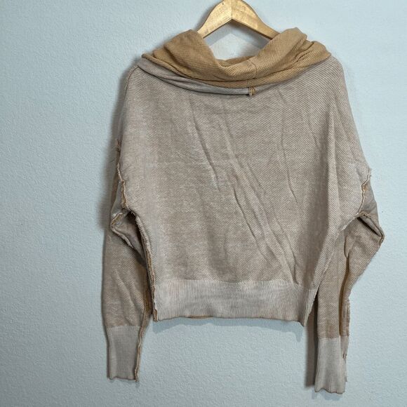 Free People Peach Fuzz Ricky Slouch Draped Neck Long Sleeve Top Women's Small - Picture 2 of 7